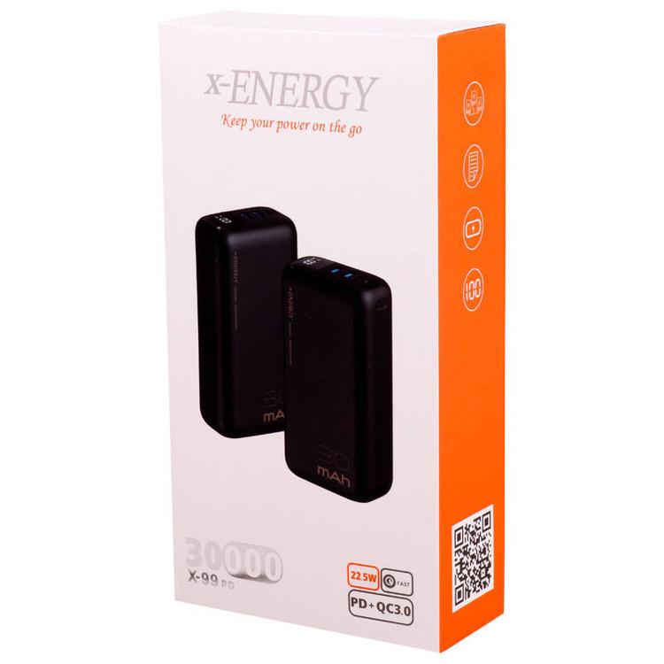 پاوربانک ایکس-انرژی مدل X-99PD QC3 PD 22.5W ظرفیت 30000 میلی آمپرساعت